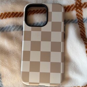 Tan Checkered Phone 13 pro Case